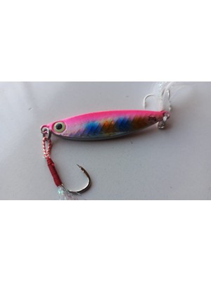 Tabaş Metal Demir Plaka Tüy Deniz Gövde 1 Kanca ve Kuyrukta 3 Iğneli Keskin Kanca 20G/6.5CM Gökkuşağı Maket Balıklar Suni Yemler