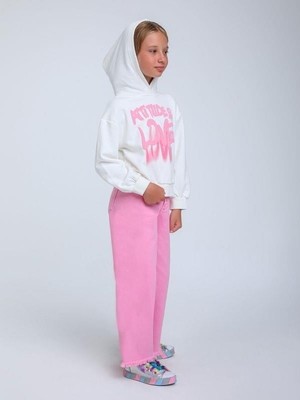 Escabel Kız Çocuk Kapüşonlu Love Yazılı Sweatshirt