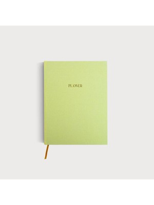 Planner - A5 Limon Sarısı Keten Cilt Bezli Tarihsiz Haftalık Ajanda/süresiz Haftalık Planlayıcı