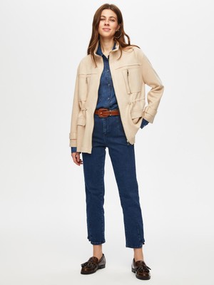 Faik Sönmez Beli Tünelli Fermuar Detaylı Süet Trençkot 009