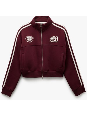Koton Fermuarlı Cepli Biyeli Kolej Baskılı Sweatshirt
