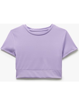 Koton Slim Fit Bisiklet Yaka Kısa Kollu Crop Spor Tişört