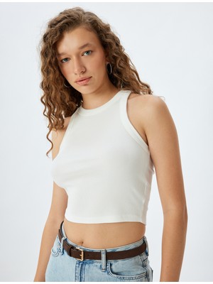 Koton Crop Atlet Halter Yaka Fitilli Slim Fit