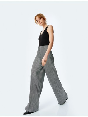 Koton Standart Bel Metalik Dokulu Palazzo Pantolon