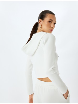 Koton Uzun Kollu Fermuarlı Modal Kapüşonlu Sweatshirt