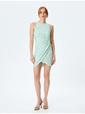 Koton Simli Halter Yaka Kolsuz Bodycon Mini Elbise