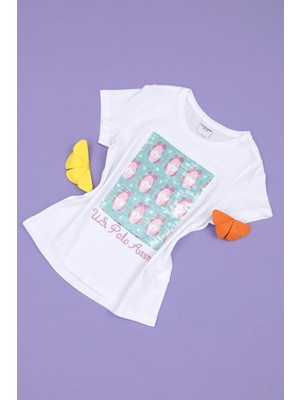 U.S. Polo Assn. U.S. Polo Assn.. Kız Çocuk Beyaz Bisiklet Yaka Tişört 1834194