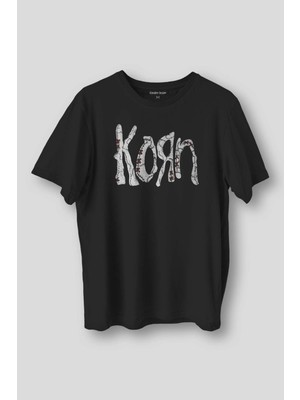 Kendim Seçtim Korn Baskılı Tişört Metal Rock Music Unisex Regular Fit Pamuklu T-Shirt