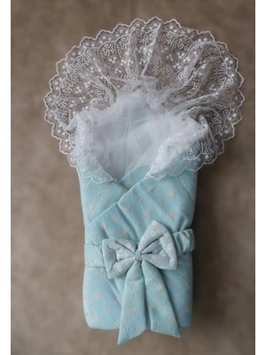 Beruflic Yenidoğan Sedef Kareli Duvaklı Kız Kundak Bebek Battaniyesi Mint Yeşili