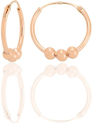 Gümüş Rose 16 mm Italyan Toplu Halka Küpe  SGTL12756ROSE