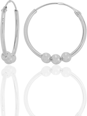 Gümüş 18 mm Italyan Toplu Halka Küpe  SGTL12757RODAJ