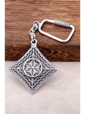 Sümer Telkari Telkari İşlemeli Gümüş Anahtarlık 122