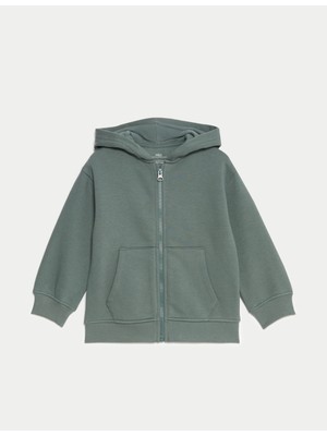 Marks & Spencer Pamuklu Fermuarlı Kapüşonlu Sweatshirt (2-8 Yaş)