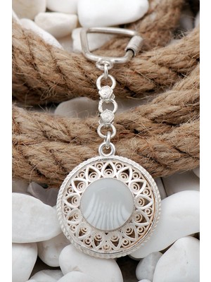 Sümer Telkari Telkari Işlemeli Elişi Gümüş Anahtarlık 163