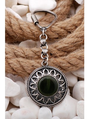 Sümer Telkari Telkari Işlemeli Elişi Oksitli Gümüş Anahtarlık 157