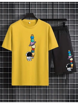 Punıx  Kıds  Özel  Üretim  Gezegen  Baskılı Yeni  Stil  Erkek Çocuk  T-Shırt  Şort  Takım