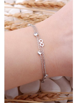 Sümer Telkari Sonsuzluk Rodyumlu Taşlı Gümüş Bileklik 3926