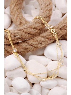 Sümer Telkari Sonsuzluk Altın Yaldızlı Taşlı Gümüş Bileklik 3927