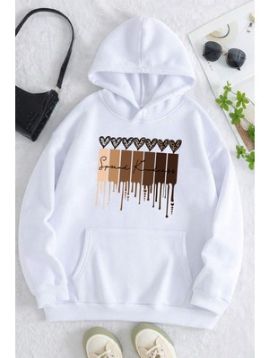 Uygun Tarz Leopar Kalp Baskılı Oversize Sweatshirt