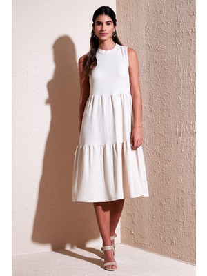 Lela Regular Fit Kolsuz Midi Elbise Bayan Elbise 5869008