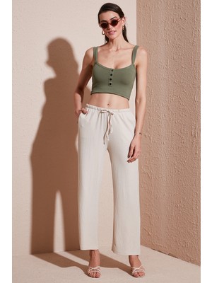 Lela Regular Fit Normal Bel Geniş Paça Pantolon Bayan Pantolon 5866117