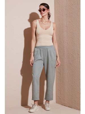 Lela Slim Fit Normal Bel Boru Paça Pantolon Bayan Pantolon 668yp5372