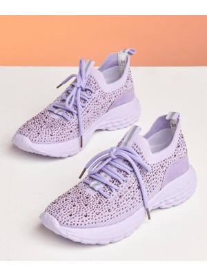 Guja 24Y320 Kadın Esnek Tabanlı Taşlı Triko Sneaker Spor Ayakkabı