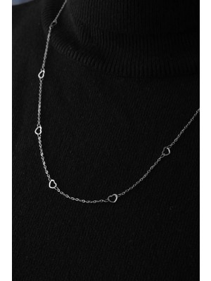 By Florya Jewelry Çelik Kalpli İnce Klasik Zincir Kolye İnce Forse Kalp Zincir 1 mm Zarif Minimal