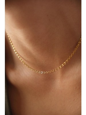 By Florya Jewelry Çelik Halat Çizgili Zincir Kolye Klasik Forse İşlemeli Zincir 1 mm Zarif Minimal