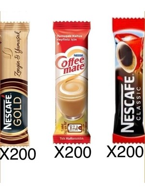Nescafe Classıc 2gr x200 Adet +Gold 2gr 200 Adet +Coffee Mate 5gr x200 Adet