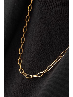 By Florya Jewelry Çelik Ataç Oval Zincir Kolye Kararmaz 5 mm Kişiselleştirilebilir Zincir Boy Seçenekleriyle