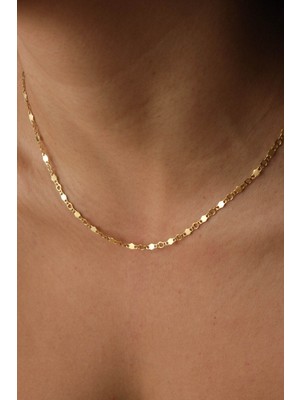By Florya Jewelry Çelik Pullu Plaka Zincir Kolye Altıgen Kalpli Kolye Minimal Kararmaz 3 mm