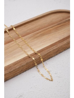 By Florya Jewelry Çelik Pullu Plaka Zincir Kolye Altıgen Kalpli Kolye Minimal Kararmaz 3 mm