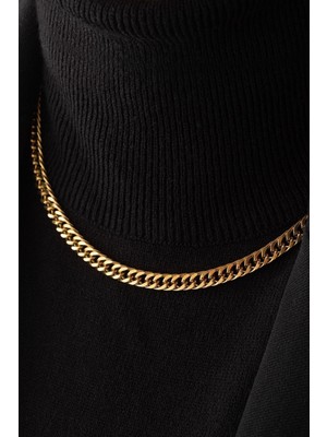 By Florya Jewelry Çelik Almak Gurmet Zincir Kolye Miami Büyük Küba Kolye 6 mm Kararmaz