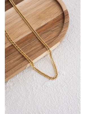 By Florya Jewelry Çelik Almak Gurmet Zincir Kolye Miami Küçük Zarif Küba Kolye 3 mm Kararmaz