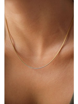 Byflorya Jewelry Çelik Kutu Kare Zincir Kolye Ince Box Küba Zincir 1mm Zarif Minimal