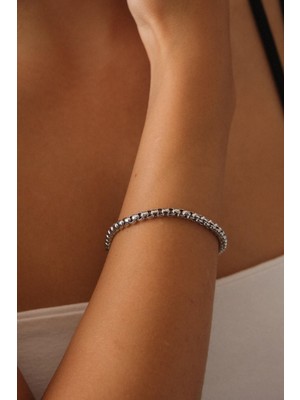 By Florya Jewelry Çelik Top Zincir Bileklik Günlük Kullanıma Uygun Yuvarlak Halka Zincir Bileklik 3 mm 18 cm&21 cm