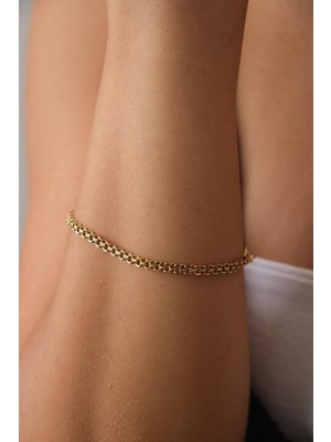 By Florya Jewelry Çelik Örme Zincir Bileklik İç İçe Geçmeli Klasik Forse Zincir Bileklik 3 mm Kararmaz