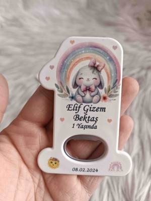 Doğrukan 10 Adet Gökkuşaklı Tavşan 1 Rakam Açacak Magnet Yenidoğan Doğum Günü Mevlüt Hediyelikleri