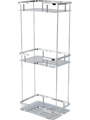 Çelik Banyo Paslanmaz Pirinç Lidya Üçlü 15X22CM Sabunluk Şampuanlık ve Köşe Süngerlik