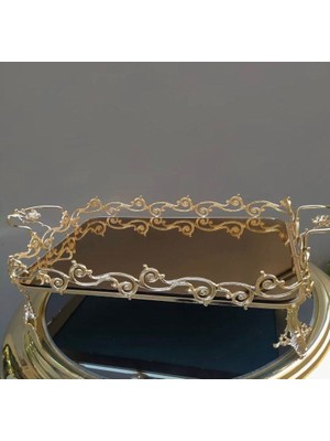 Azade Home Azade Tasarım Pirinç Tasarim Aynalı Tepsi