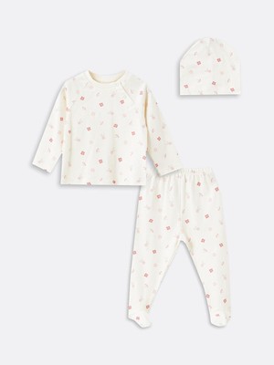 Baskılı Kız Bebek Hastane Çıkış Seti