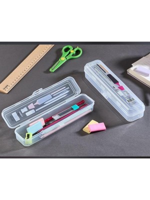 Multix 2 Adet Kalem Kutusu - Silgi Makas Kalemlik Çanta Içi Şeffaf Kapaklı organizer