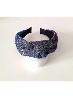 Halhalmill Mor Lacivert Simli Parlak Düğüm Saç Bandı Taç