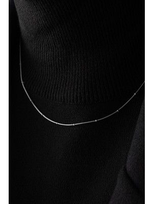 By Florya Jewelry Çelik Topçuklu İnce Balık Sırtı Yılan Zincir Kolye İnce İtalyan Zinciri 1 mm Zarif Minimal Kombinlik