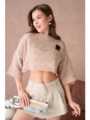 Kadın Kayık Yaka Ajurlı Triko Kazak