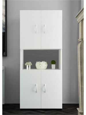 Modilayn Mikrodalga Dolabı 4 Kapaklı Tek Gözlü Ofis Dolabı Çok Amaçlı Mutfak Dolap