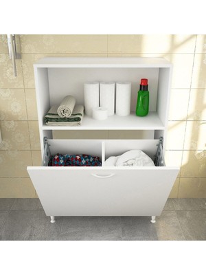 Modilayn 75  x  100  x  30 cm  2 Sepetli Kirli Çamaşır Dolabı Banyo Dolabı Çok Amaçlı Dolap Mutfak Dolabı