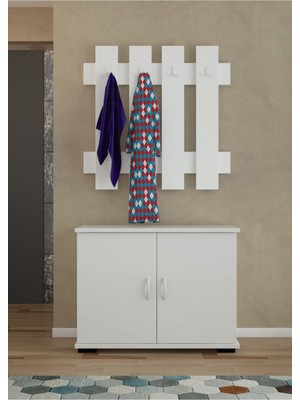 Modilayn Vestiyer Takım Ayakkabılık Portmanto Askılıklı Ayakkabı Dolabı Raflı