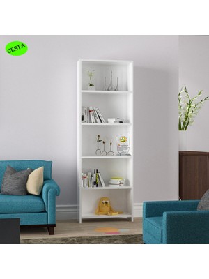 Modilayn Mutfak Dolabı 5 Raflı Arkalıklı Kitaplık Ofis Dolabı Çok